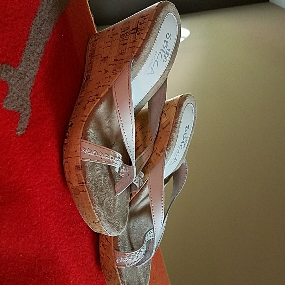 Cork heeled wedges